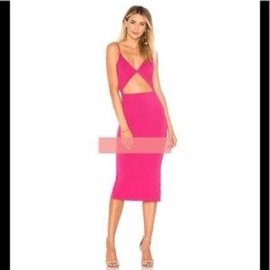 lovers and friends midi dress hot pink cutout small